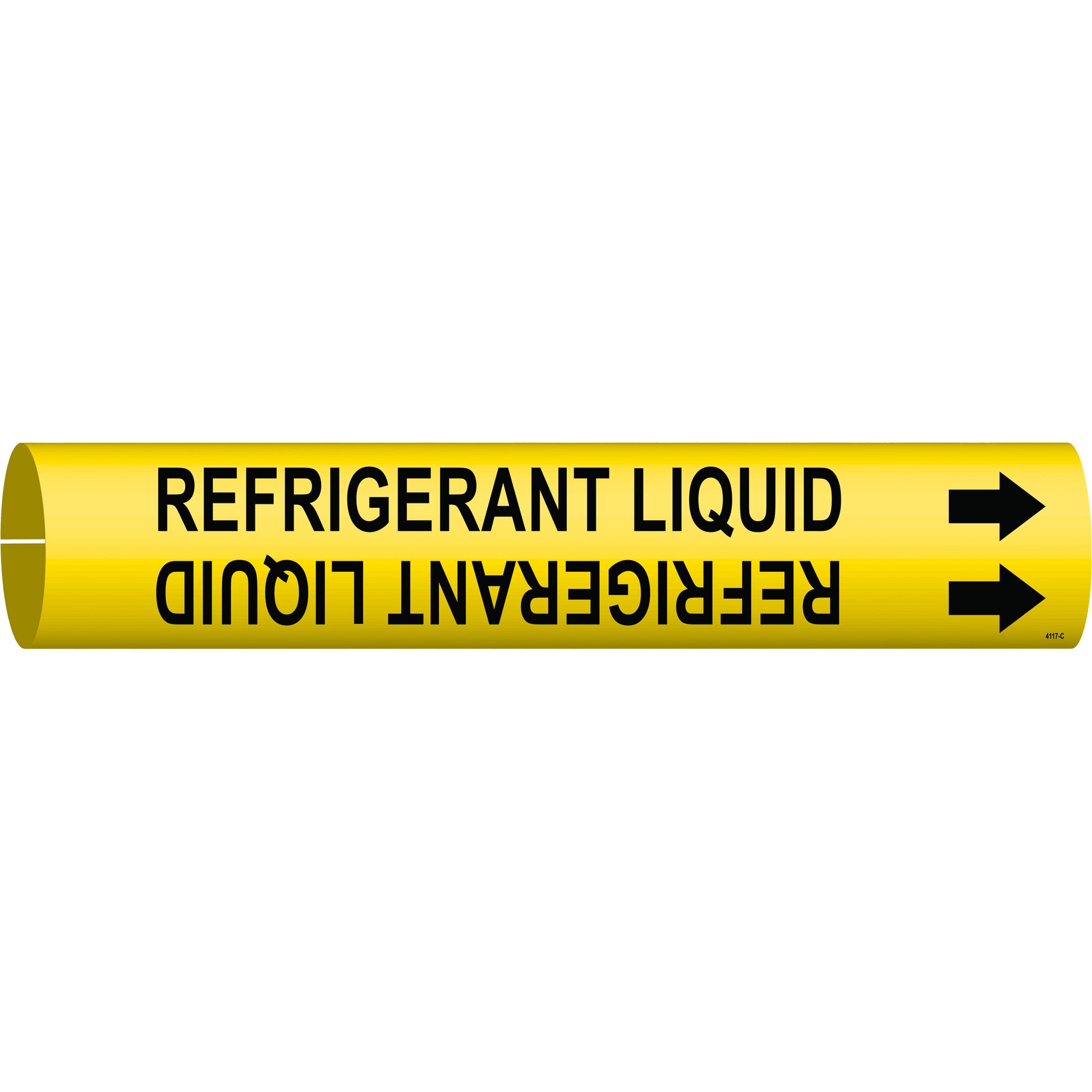 Brady "Refrigerant Liquid" Pipe Marker, Snap-On, 2" H x 2" W, Black on Yellow