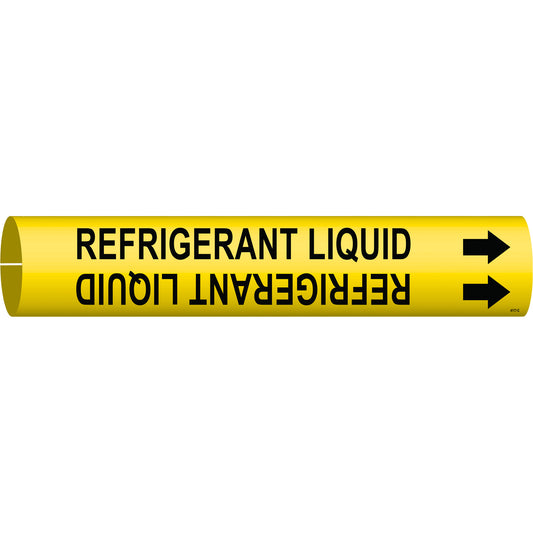 Brady "Refrigerant Liquid" Pipe Marker, Snap-On, 2" H x 2" W, Black on Yellow