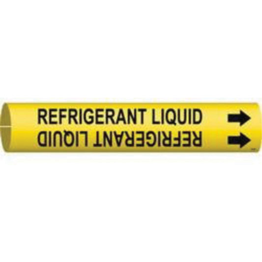 Brady "Refrigerant Liquid" Pipe Marker, Snap-On, 2-13/16" H x 2-13/16" W, Black on Yellow