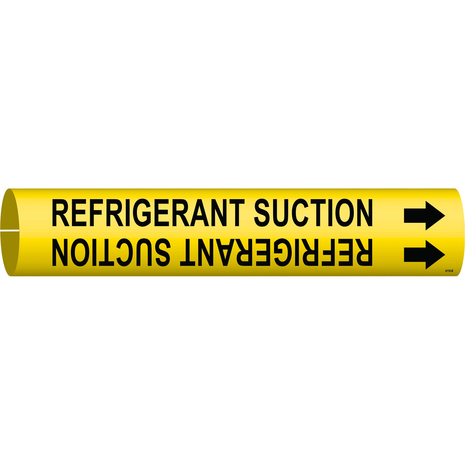 Brady "Refrigerant Suction" Pipe Marker, Snap-On, 7/8" H x 7/8" W, Black on Yellow