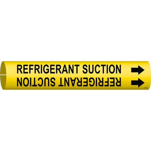 Brady "Refrigerant Suction" Pipe Marker, Snap-On, 2" H x 2" W, Black on Yellow
