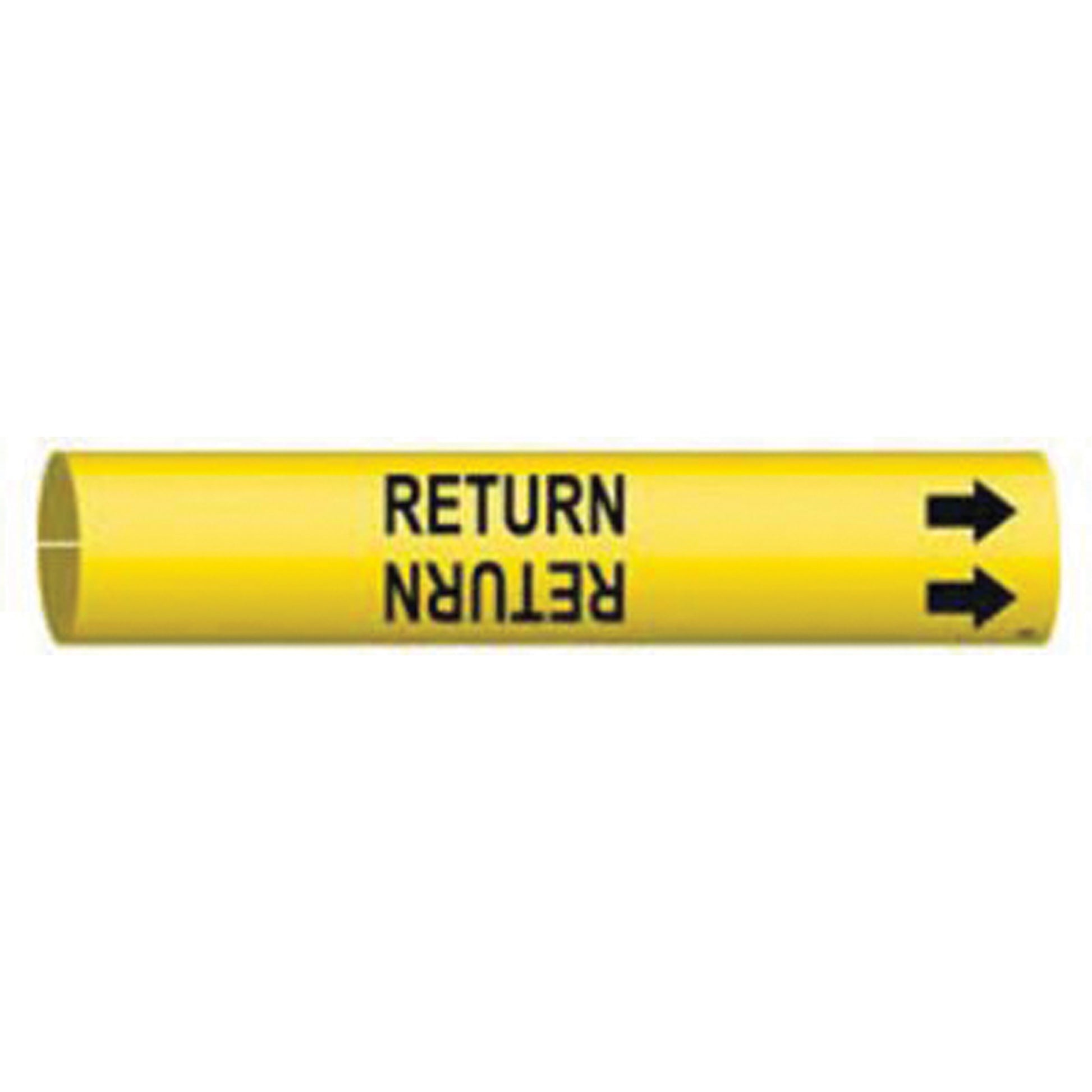 Brady "Return" Pipe Marker, Snap-On, 13/16" H x 13/16" W, Black on Yellow