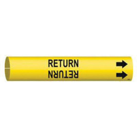 Brady "Return" Pipe Marker, Snap-On, 13/16" H x 13/16" W, Black on Yellow