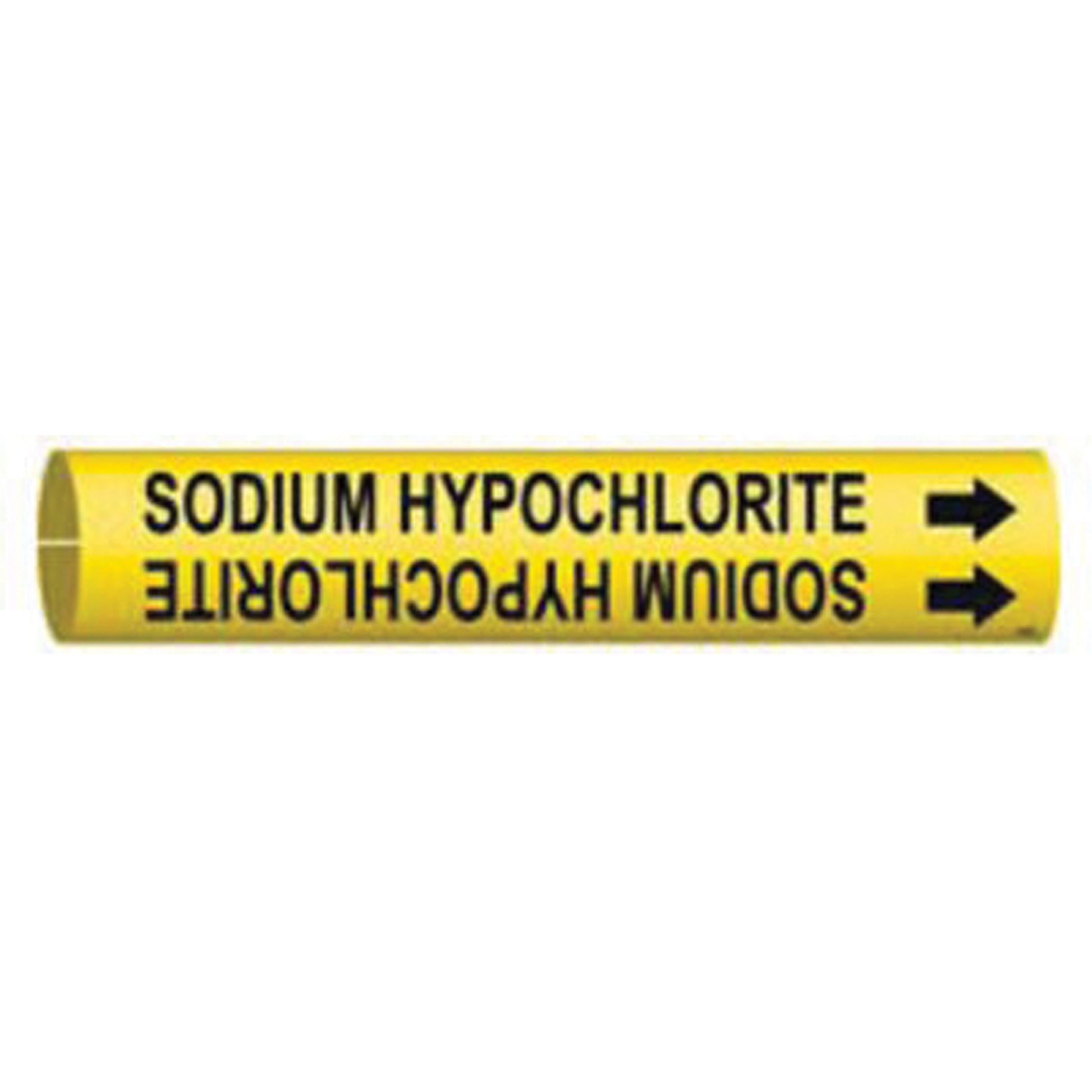 Brady "Sodium Hypochlorite" Pipe Marker, Snap-On, 13/16" H x 13/16" W, Black on Yellow