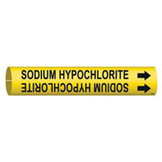 Brady "Sodium Hypochlorite" Pipe Marker, Snap-On, 13/16" H x 13/16" W, Black on Yellow