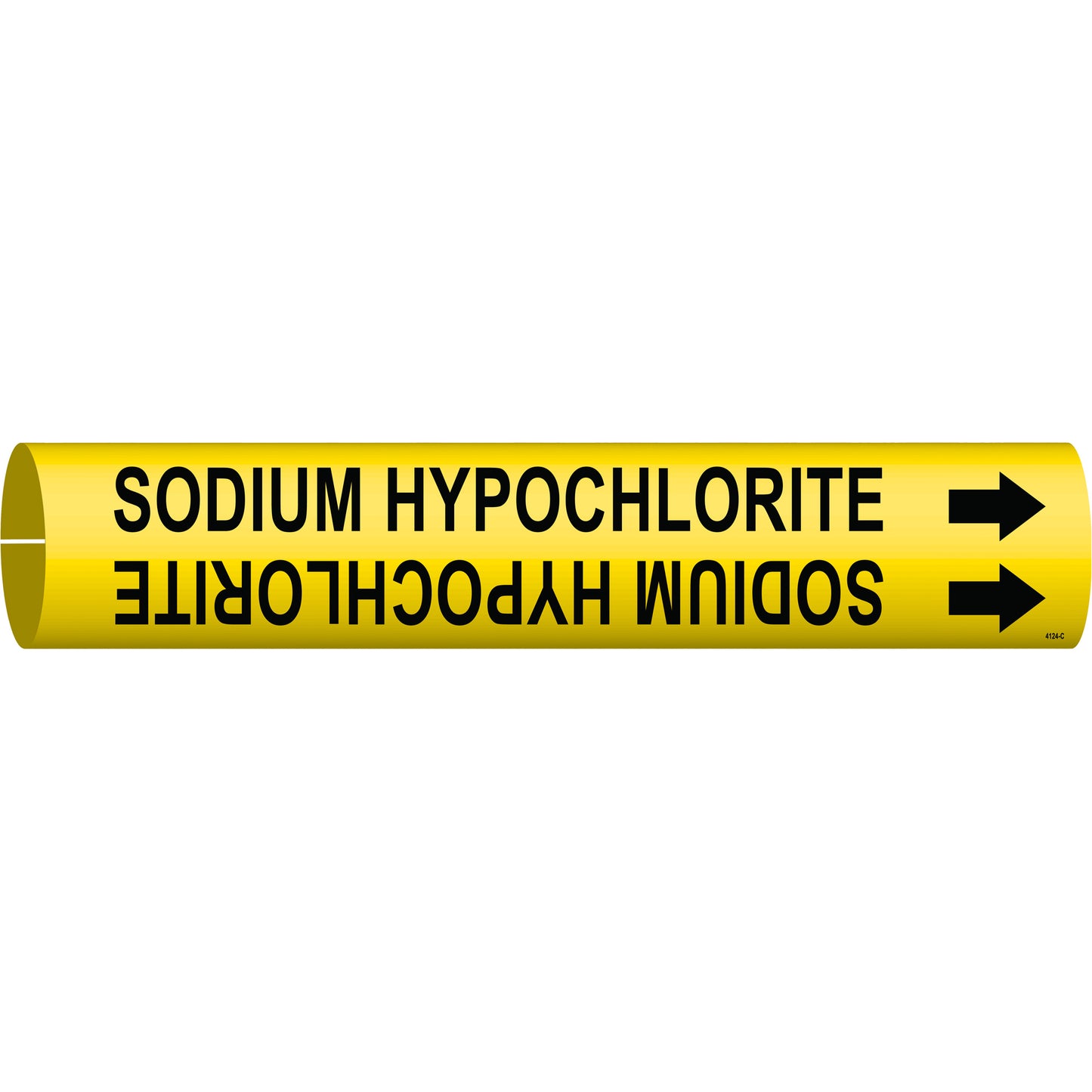 Brady "Sodium Hypochlorite" Pipe Marker, Snap-On, 2" H x 2" W, Black on Yellow
