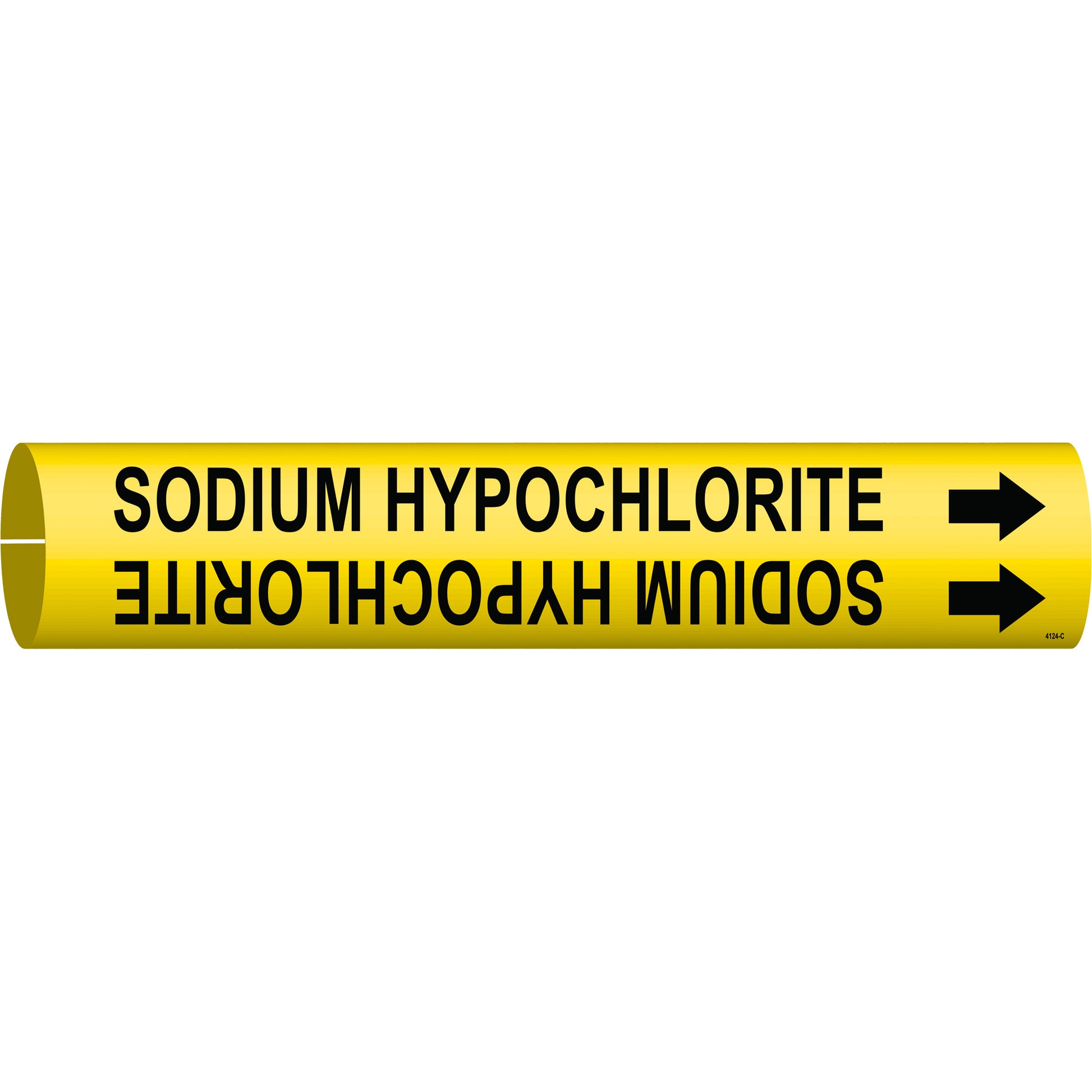 Brady "Sodium Hypochlorite" Pipe Marker, Snap-On, 2" H x 2" W, Black on Yellow