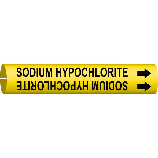 Brady "Sodium Hypochlorite" Pipe Marker, Snap-On, 2" H x 2" W, Black on Yellow