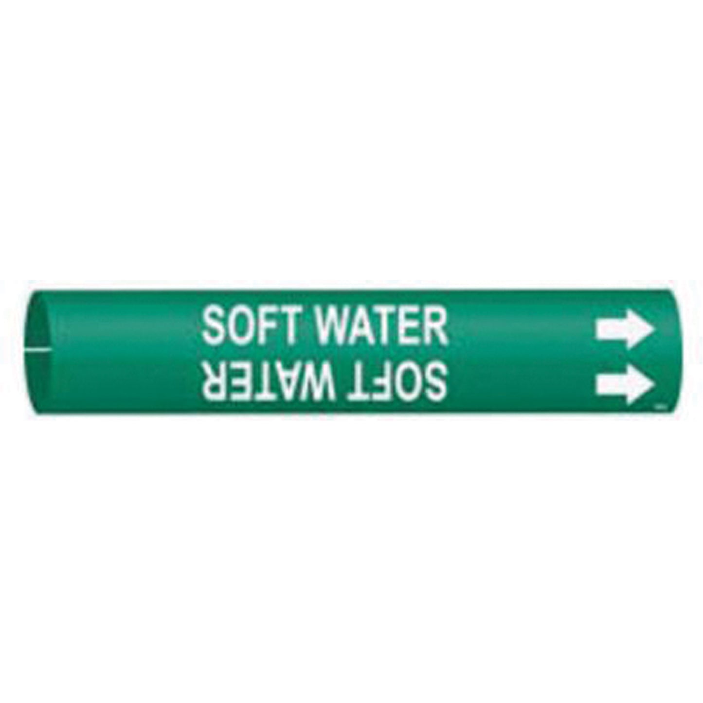 Brady "Soft Water" Pipe Marker, Snap-On, 13/16" H x 13/16" W, White on Green