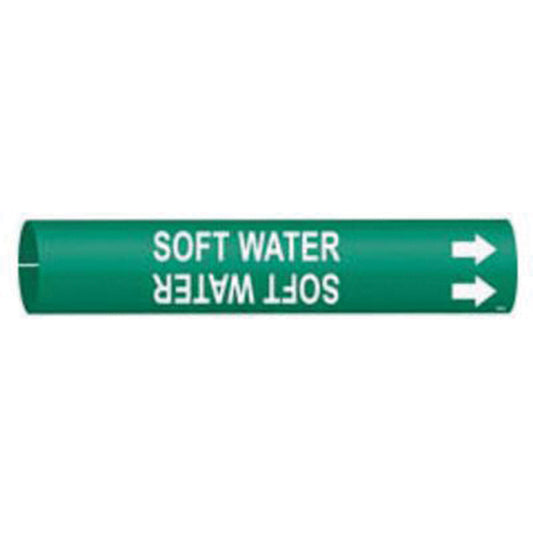 Brady "Soft Water" Pipe Marker, Snap-On, 13/16" H x 13/16" W, White on Green