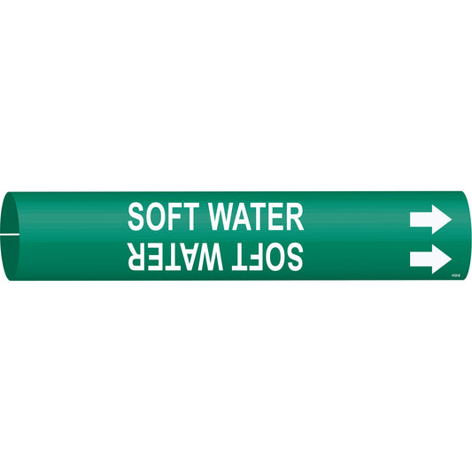 Brady "Soft Water" Pipe Marker, Snap-On, 7/8" H x 7/8" W, White on Green