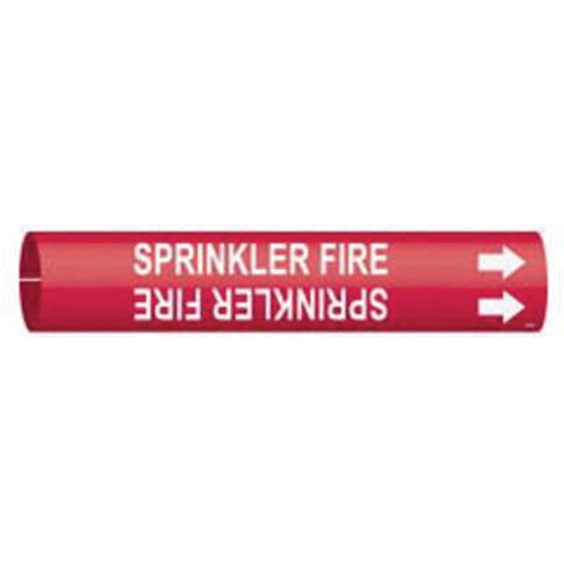 Brady "Sprinkler Fire" Pipe Marker, Snap-On, 7/8" H x 7/8" W, White on Red