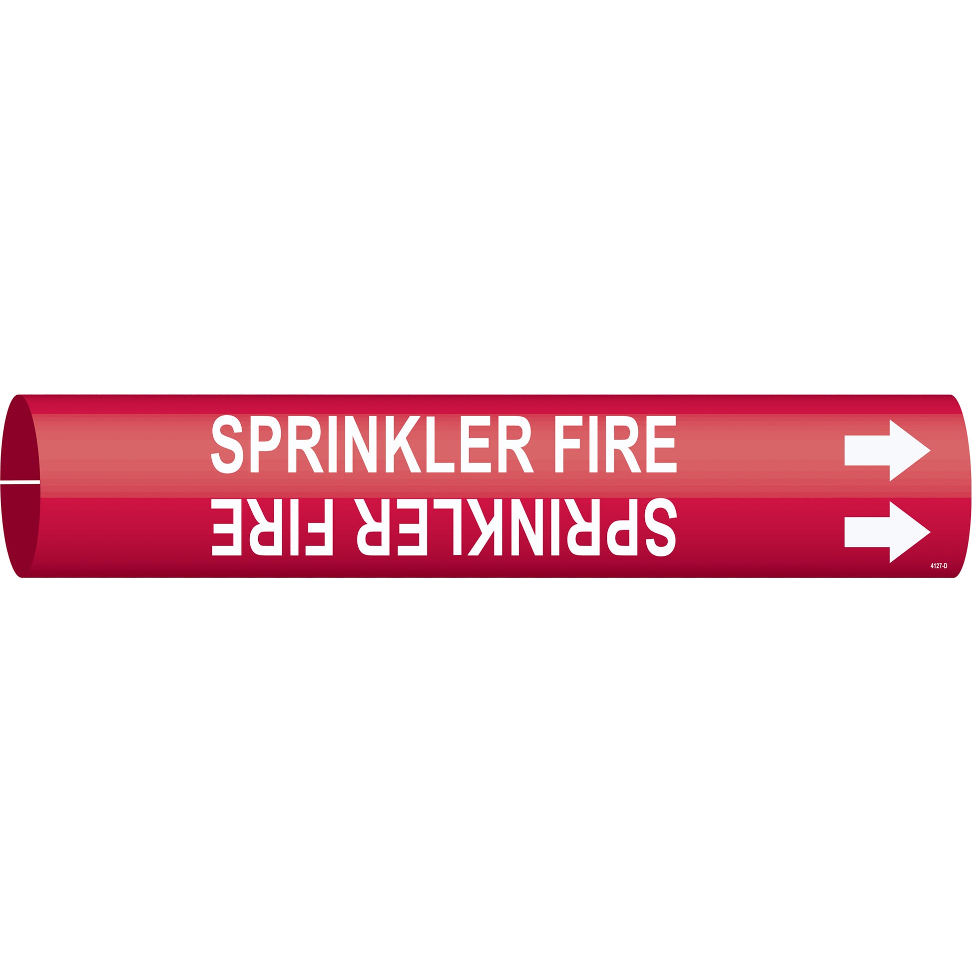 Brady "Sprinkler Fire" Pipe Marker, Snap-On, 2-13/16" H x 2-13/16" W, White on Red