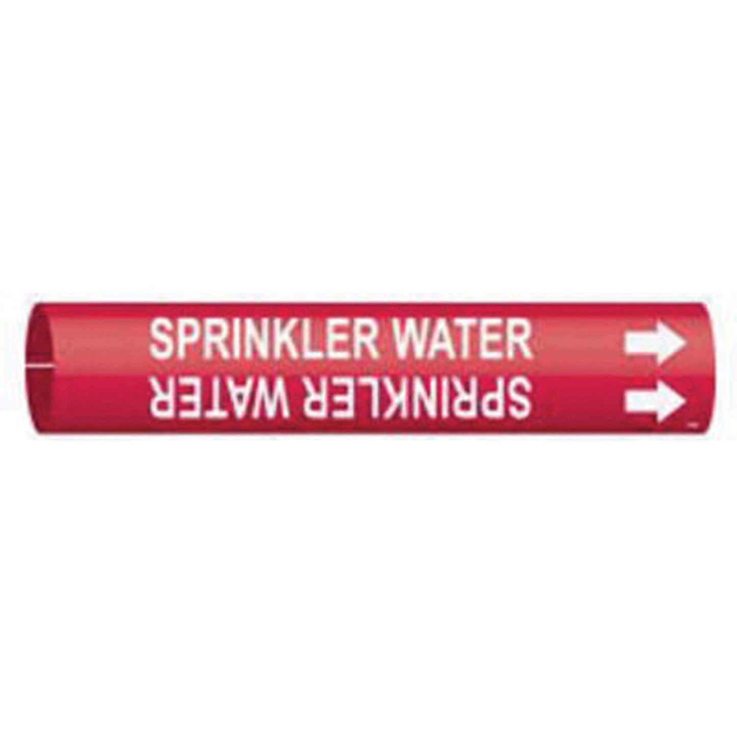 Brady "Sprinkler Water" Pipe Marker, Snap-On, 7/8" H x 7/8" W, White on Red
