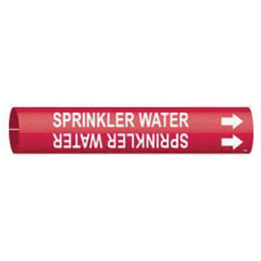 Brady "Sprinkler Water" Pipe Marker, Snap-On, 7/8" H x 7/8" W, White on Red