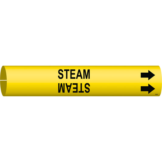 Brady "Steam" Pipe Marker, Snap-On, 2-13/16" H x 2-13/16" W, Black on Yellow