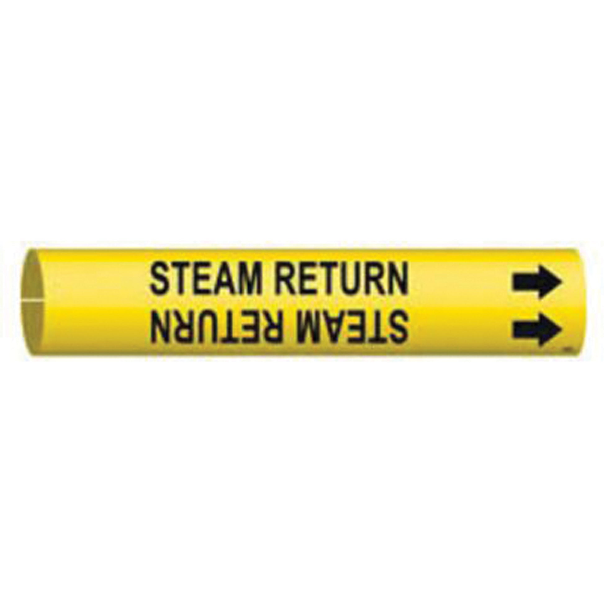Brady "Steam Return" Pipe Marker, Snap-On, 2" H x 2" W, Black on Yellow