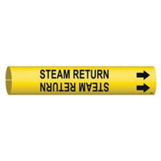 Brady "Steam Return" Pipe Marker, Snap-On, 2" H x 2" W, Black on Yellow