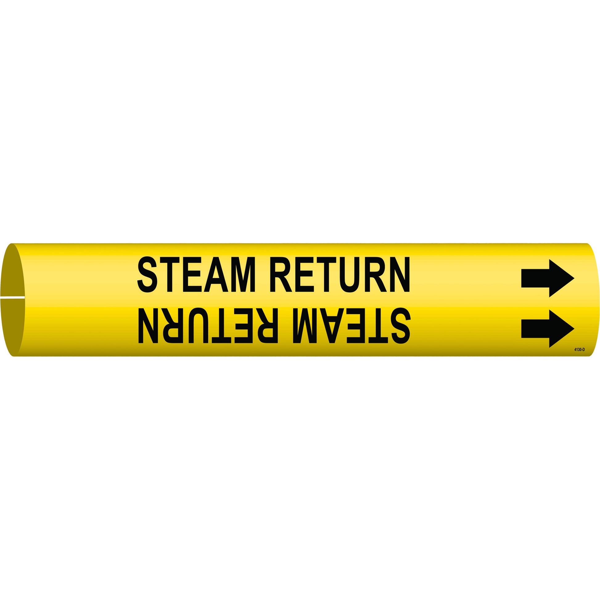 Brady "Steam Return" Pipe Marker, Snap-On, 2-13/16" H x 2-13/16" W, Black on Yellow
