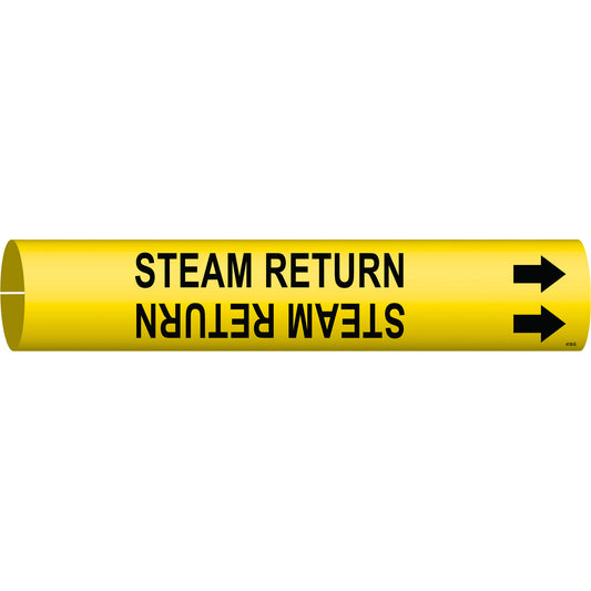 Brady "Steam Return" Pipe Marker, Snap-On, 2-13/16" H x 2-13/16" W, Black on Yellow