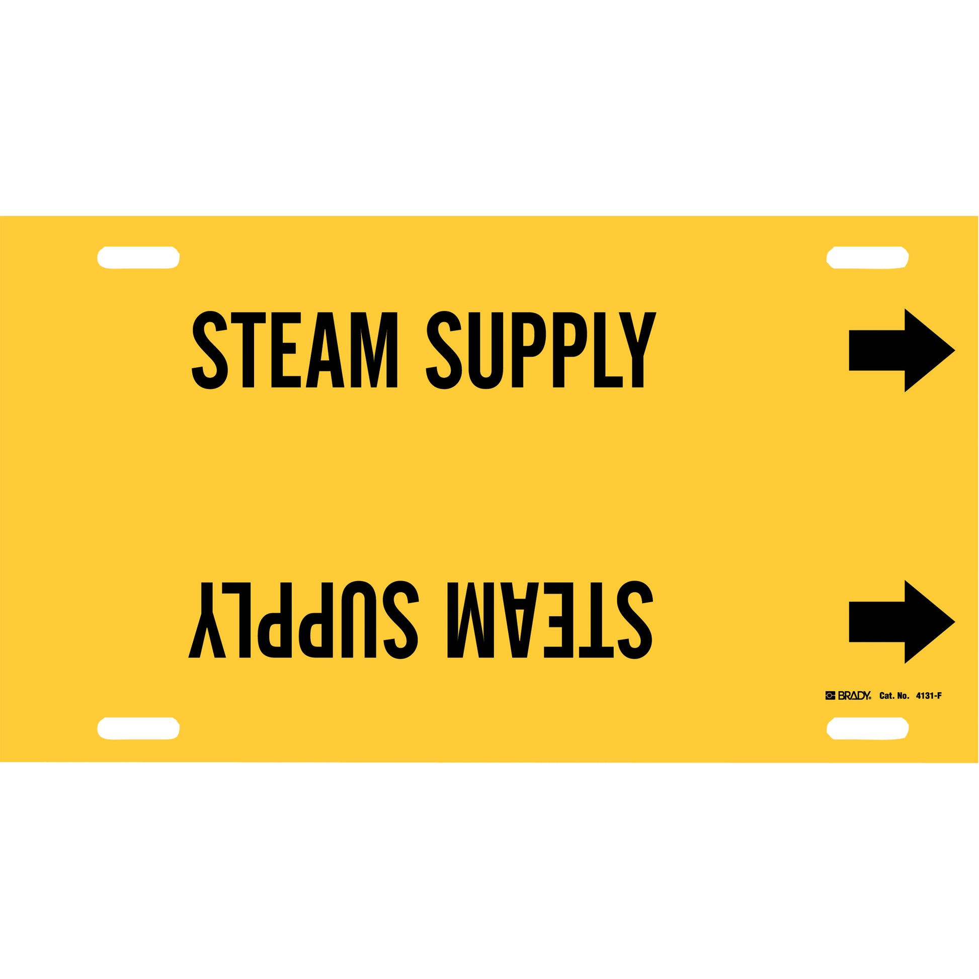 Brady "Steam Supply" Pipe Marker, Strap-On, 8" H x 16" W, Black on Yellow