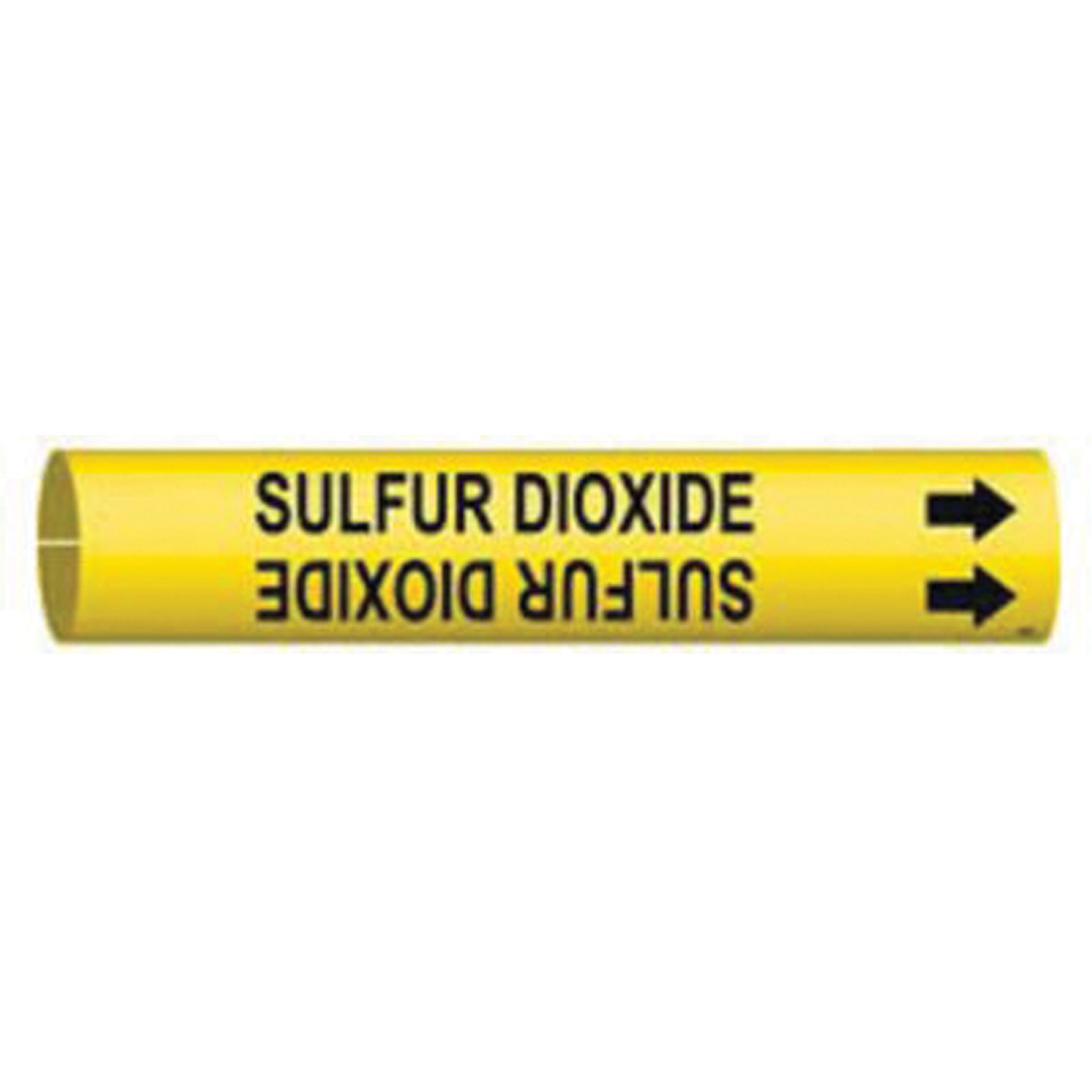 Brady "Sulfur Dioxide" Pipe Marker, Snap-On, 13/16" H x 13/16" W, Black on Yellow
