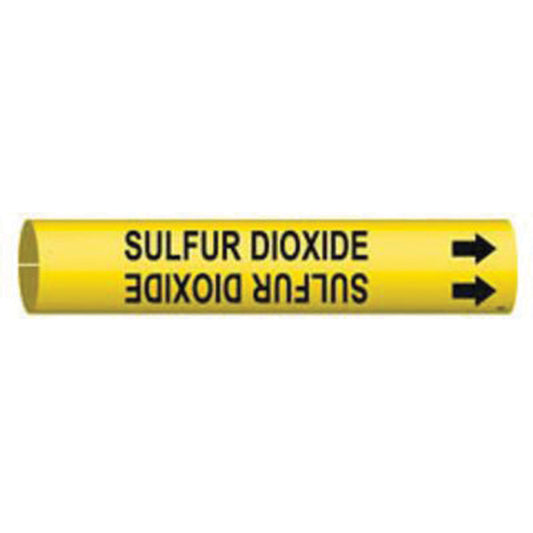 Brady "Sulfur Dioxide" Pipe Marker, Snap-On, 13/16" H x 13/16" W, Black on Yellow