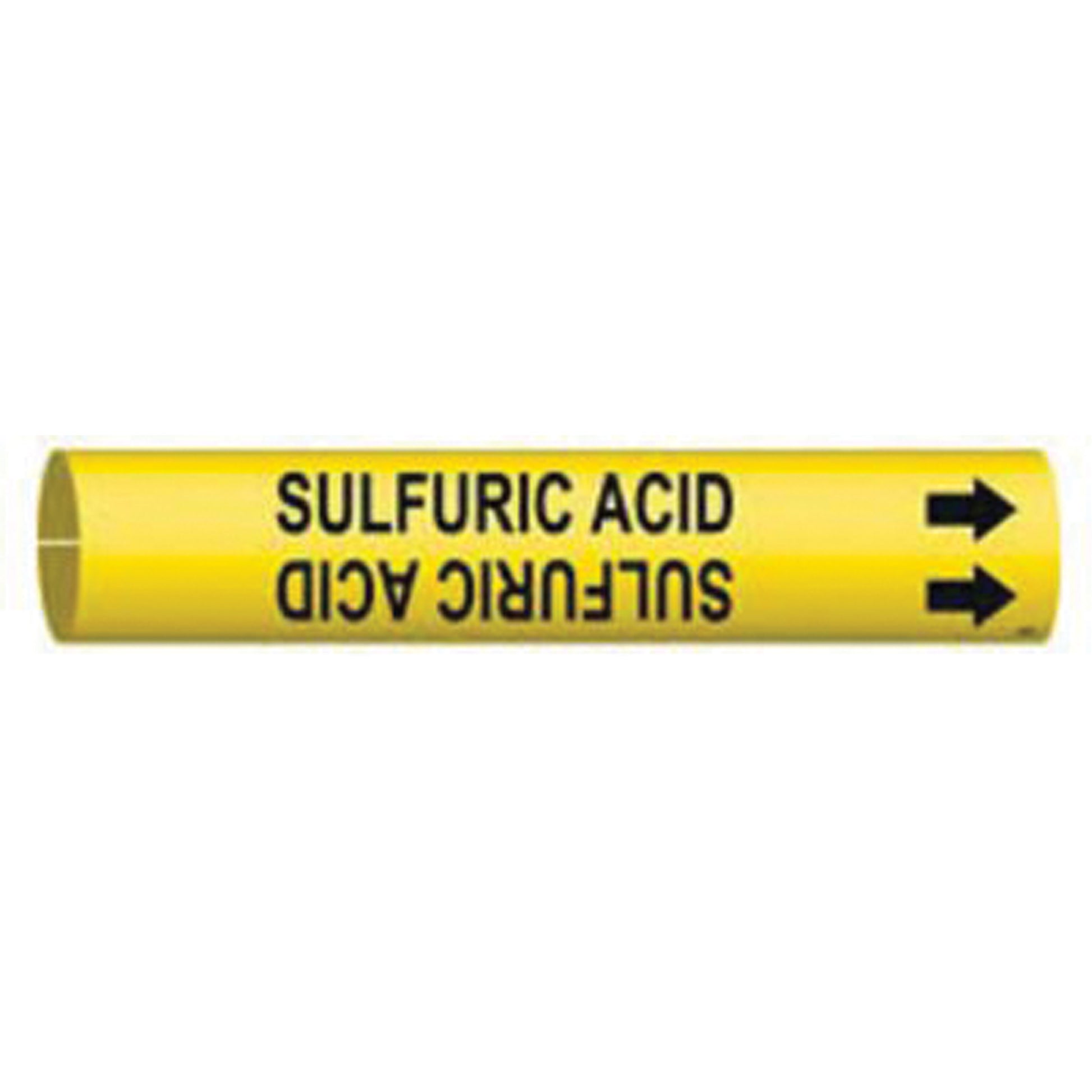 Brady "Sulfuric Acid" Pipe Marker, Snap-On, 13/16" H x 13/16" W, Black on Yellow
