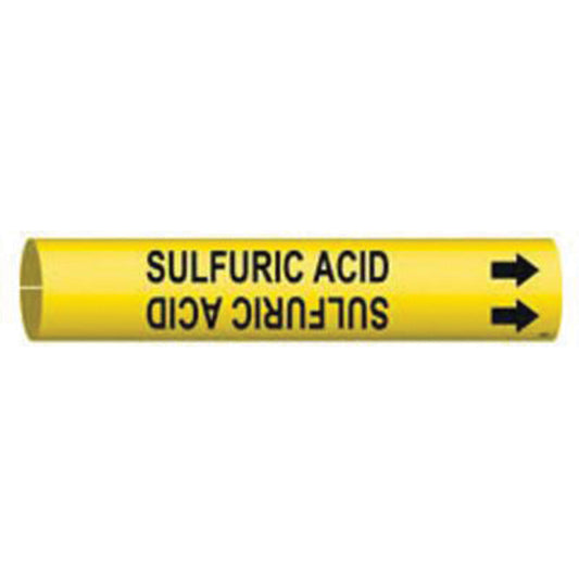 Brady "Sulfuric Acid" Pipe Marker, Snap-On, 13/16" H x 13/16" W, Black on Yellow