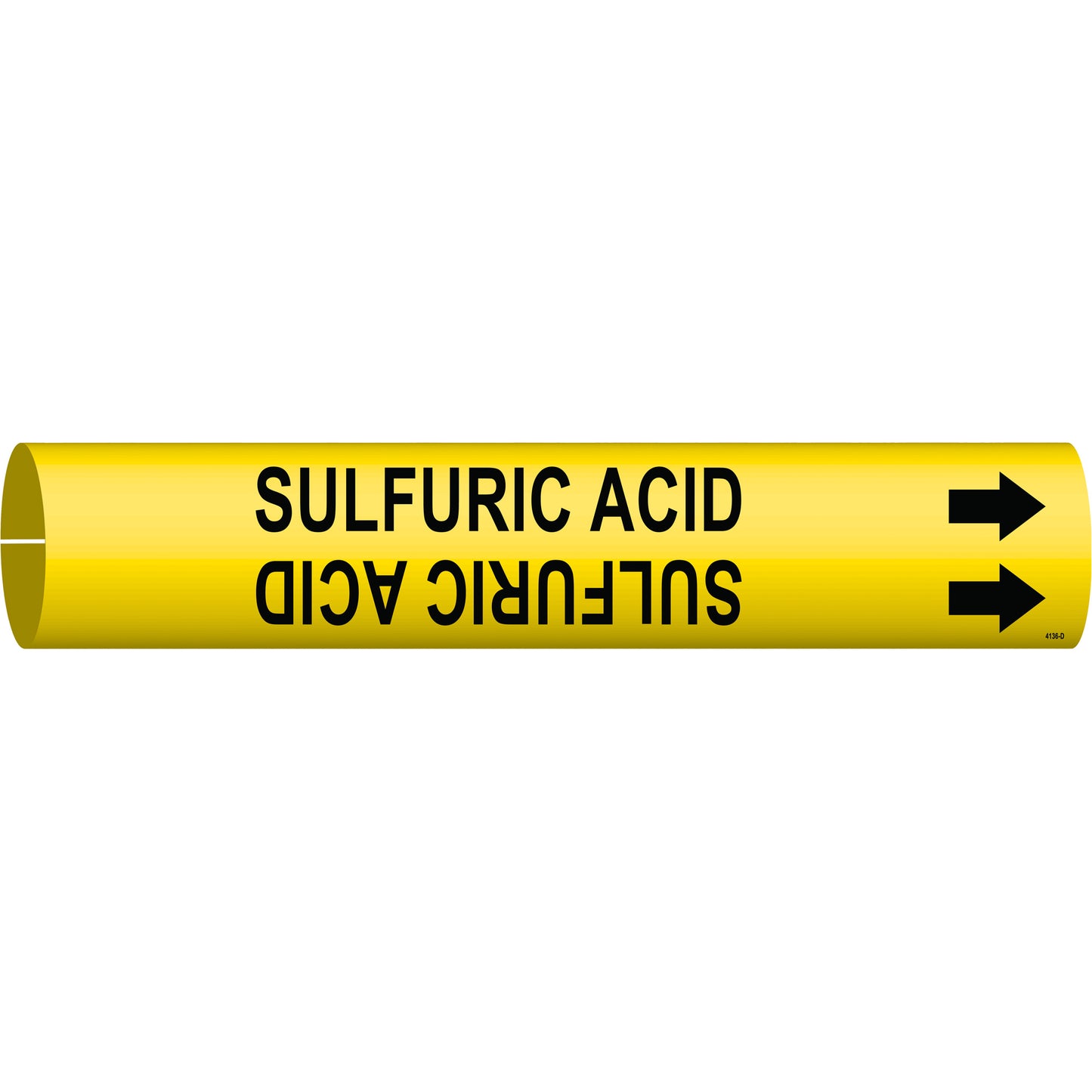 Brady "Sulfuric Acid" Pipe Marker, Snap-On, 2-13/16" H x 2-13/16" W, Black on Yellow