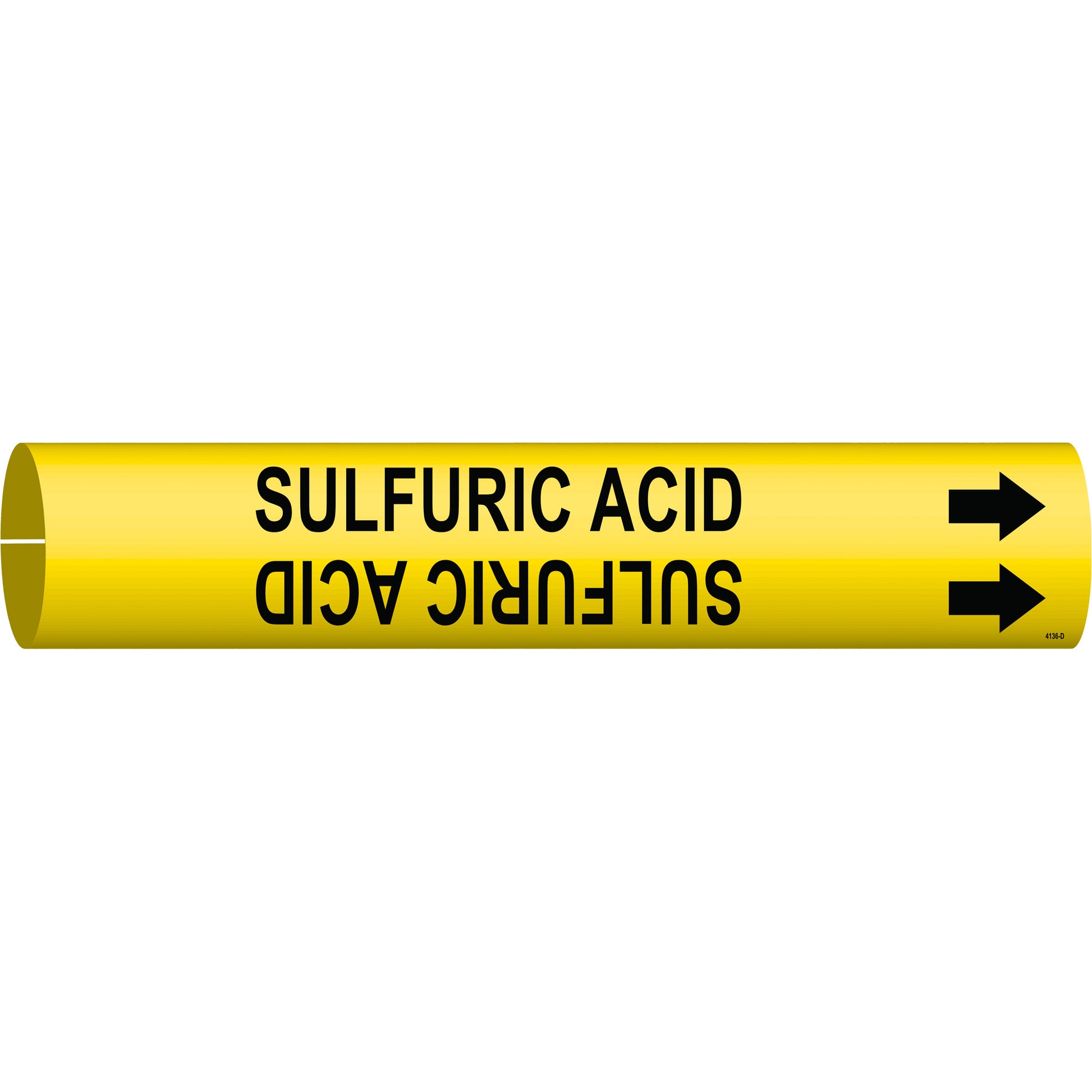 Brady "Sulfuric Acid" Pipe Marker, Snap-On, 2-13/16" H x 2-13/16" W, Black on Yellow