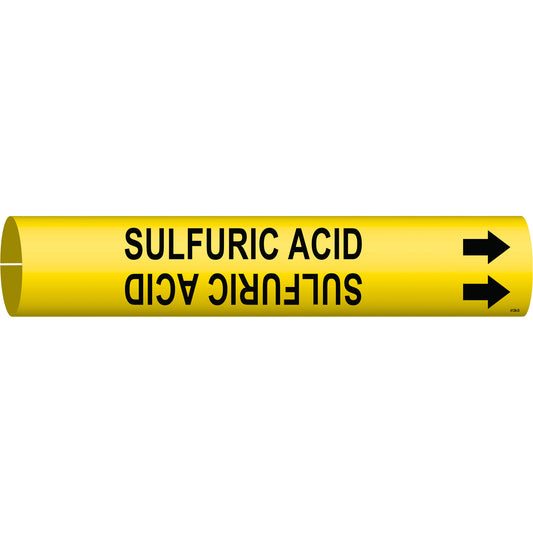 Brady "Sulfuric Acid" Pipe Marker, Snap-On, 2-13/16" H x 2-13/16" W, Black on Yellow