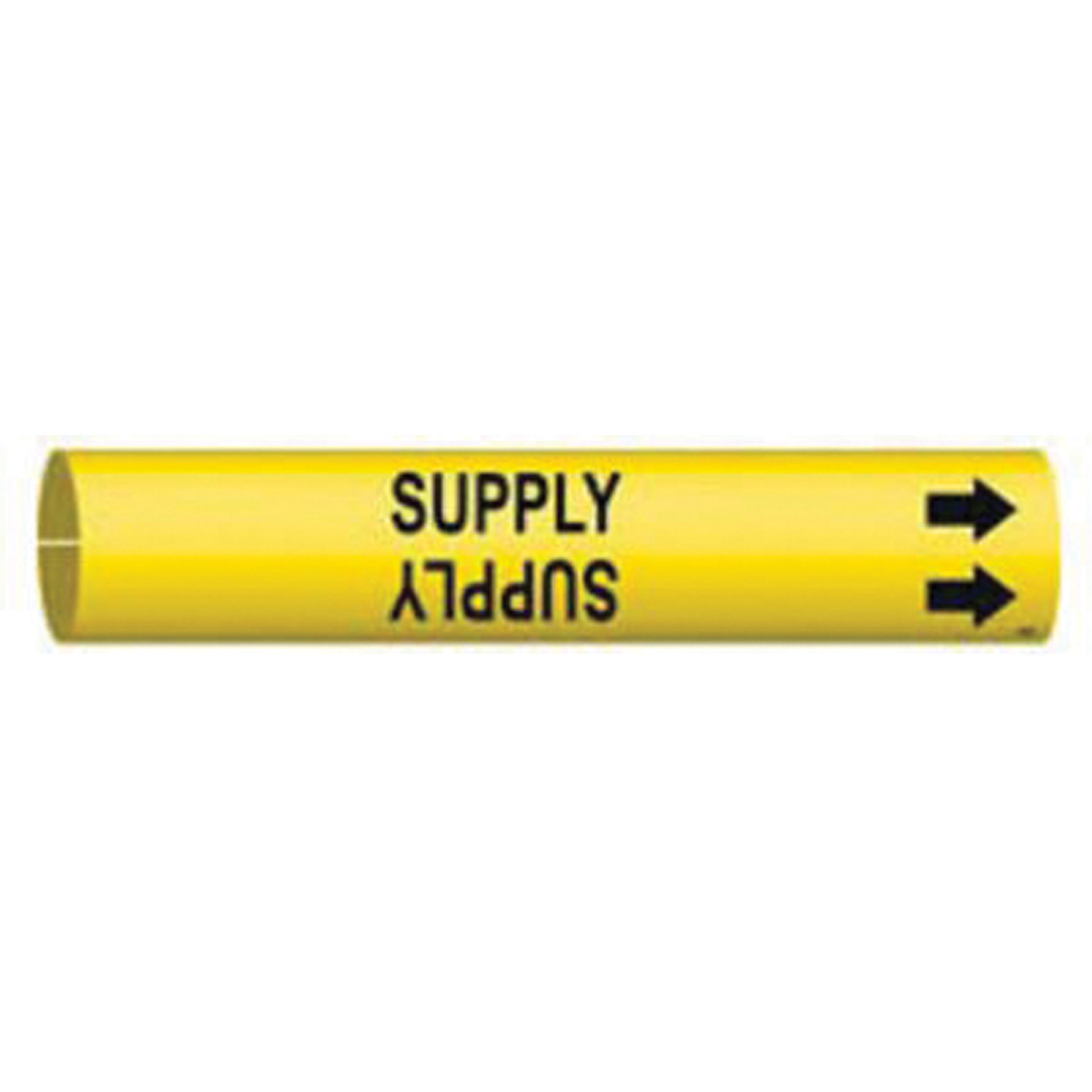 Brady "Supply" Pipe Marker, Snap-On, 13/16" H x 13/16" W, Black on Yellow