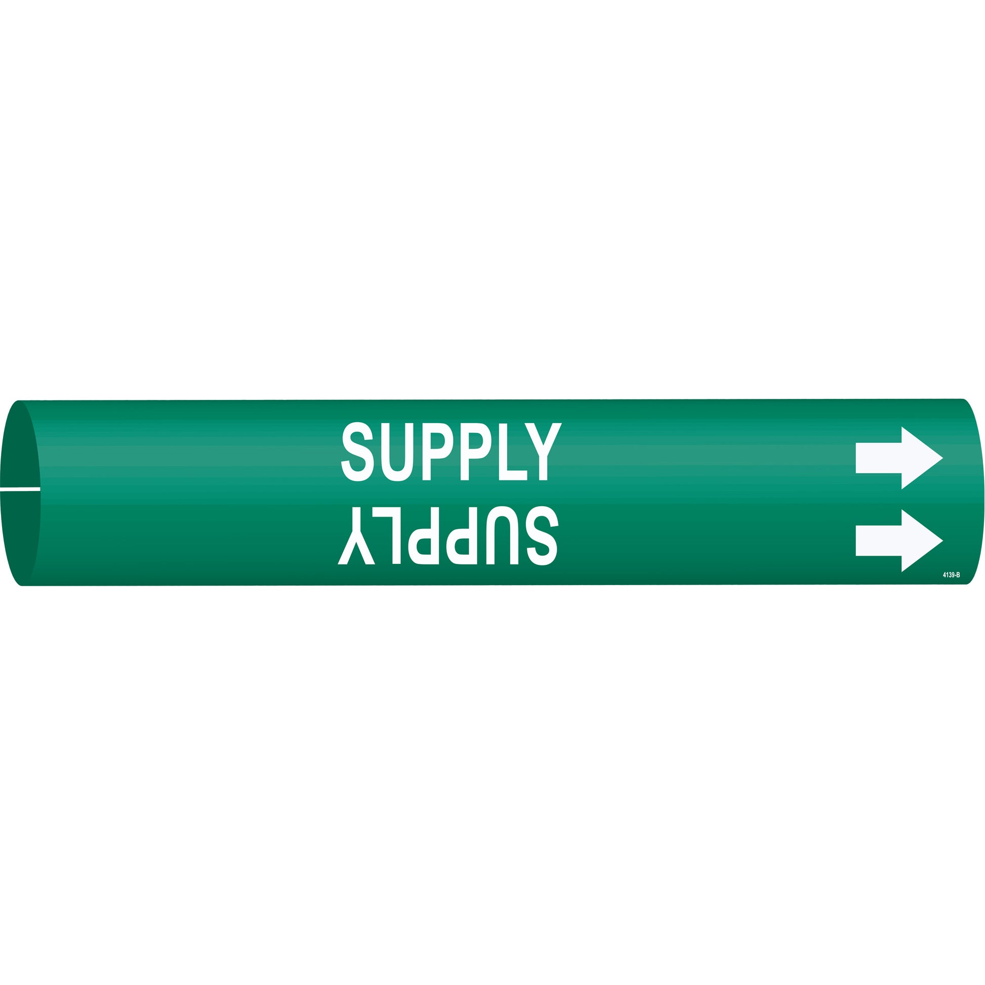 Brady "Supply" Pipe Marker, Snap-On, 7/8" H x 7/8" W, White on Green