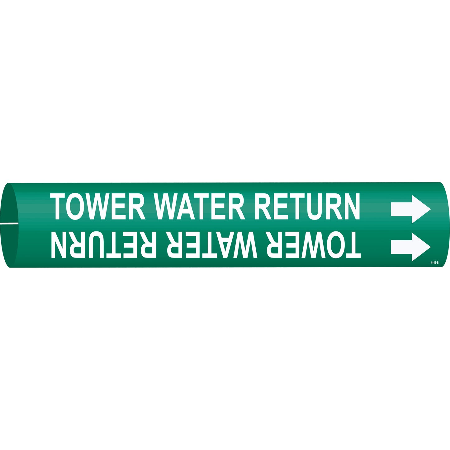 Brady "Tower Water Return" Pipe Marker, Snap-On, 7/8" H x 7/8" W, White on Green