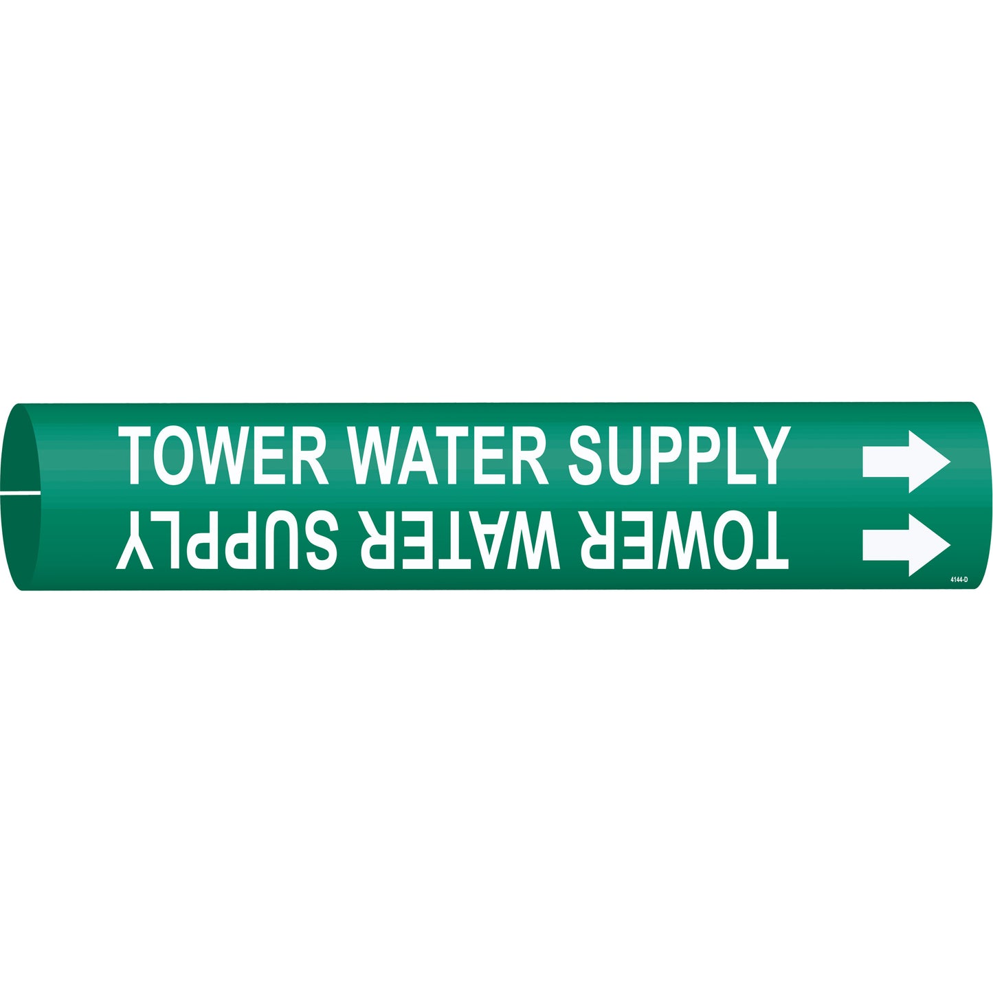 Brady "Tower Water Supply" Pipe Marker, Snap-On, 2-13/16" H x 2-13/16" W, White on Green
