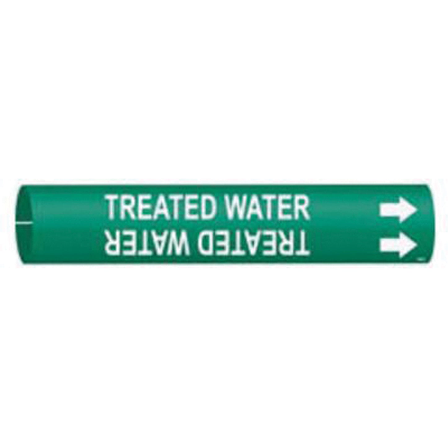 Brady "Treated Water" Pipe Marker, Snap-On, 13/16" H x 13/16" W, White on Green