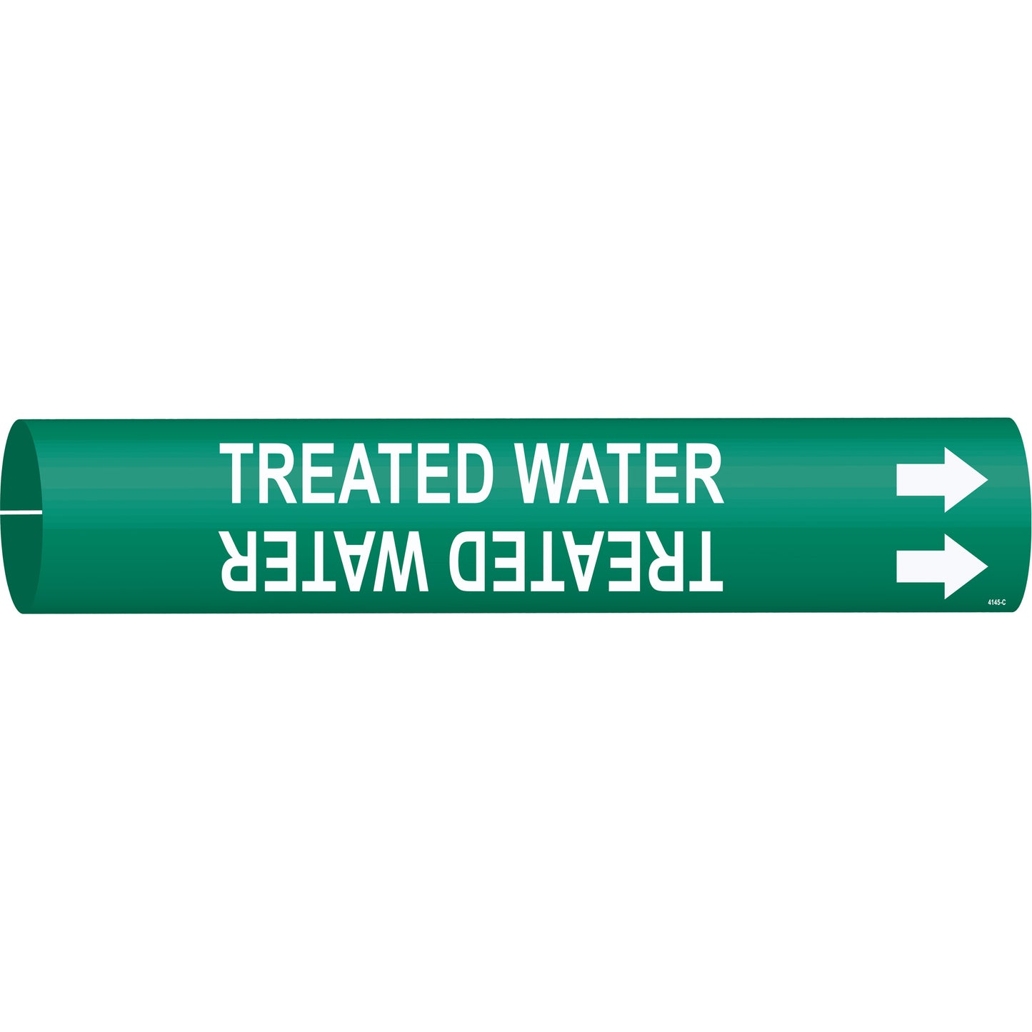 Brady "Treated Water" Pipe Marker, Snap-On, 2" H x 2" W, White on Green