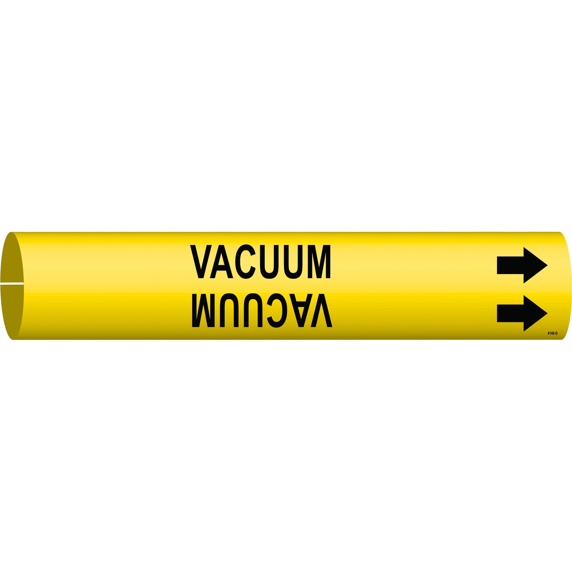 Brady "Vacuum" Pipe Marker, Snap-On, 2-13/16" H x 2-13/16" W, Black on Yellow