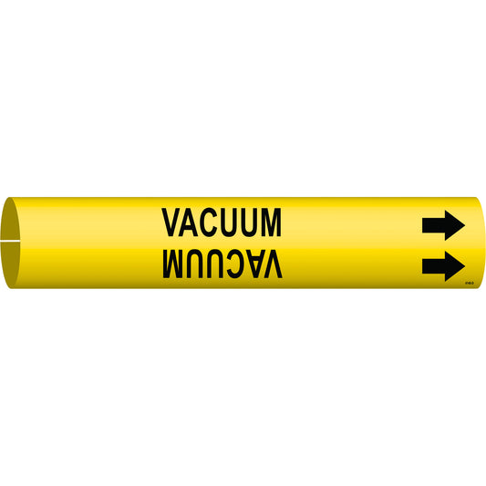 Brady "Vacuum" Pipe Marker, Snap-On, 2-13/16" H x 2-13/16" W, Black on Yellow