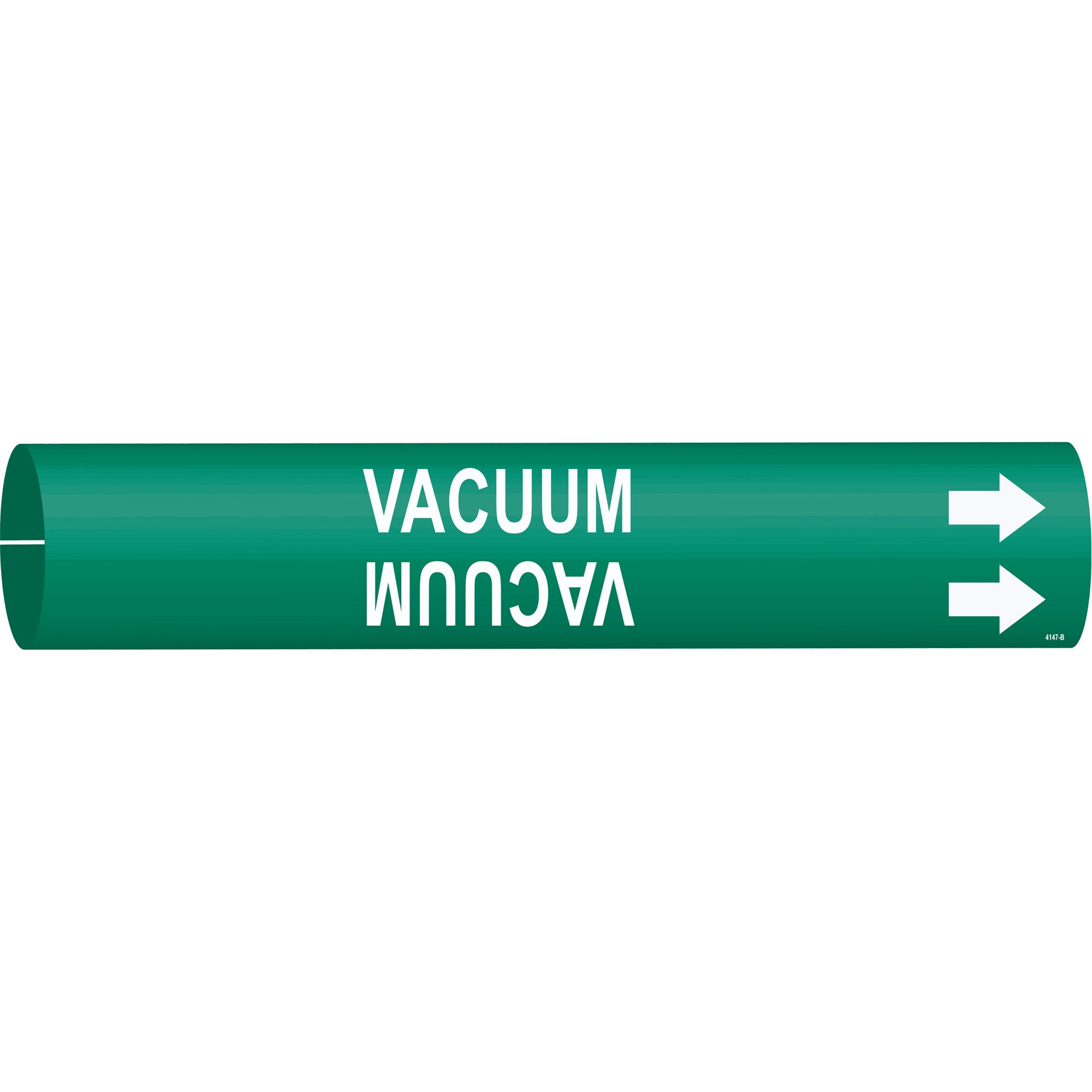 Brady "Vacuum" Pipe Marker, Snap-On, 7/8" H x 7/8" W, White on Green
