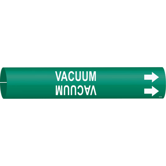 Brady "Vacuum" Pipe Marker, Snap-On, 7/8" H x 7/8" W, White on Green