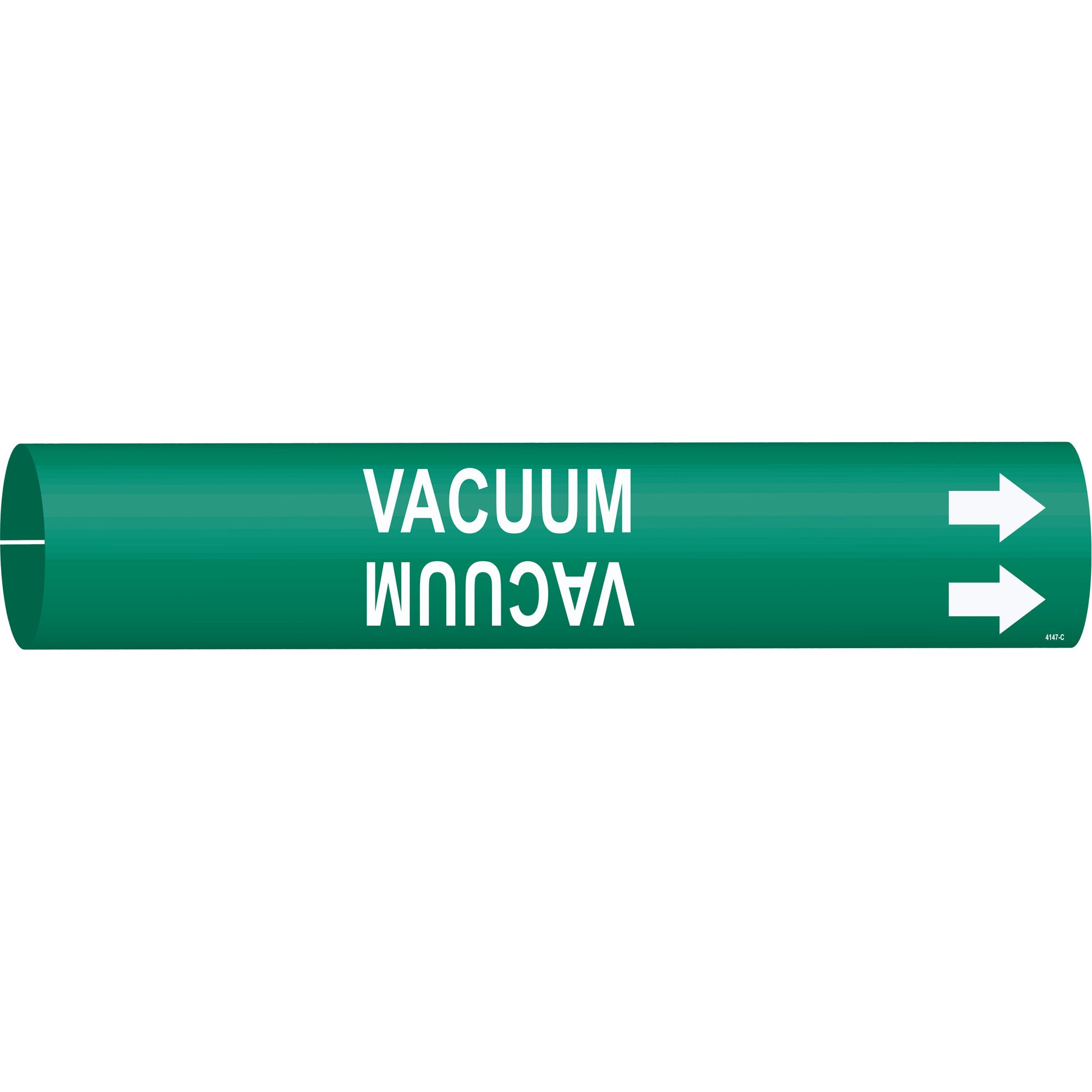 Brady "Vacuum" Pipe Marker, Snap-On, 2" H x 2" W, White on Green