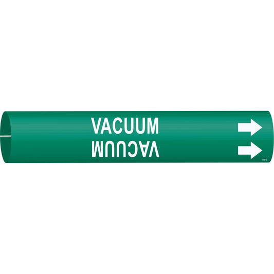 Brady "Vacuum" Pipe Marker, Snap-On, 2" H x 2" W, White on Green