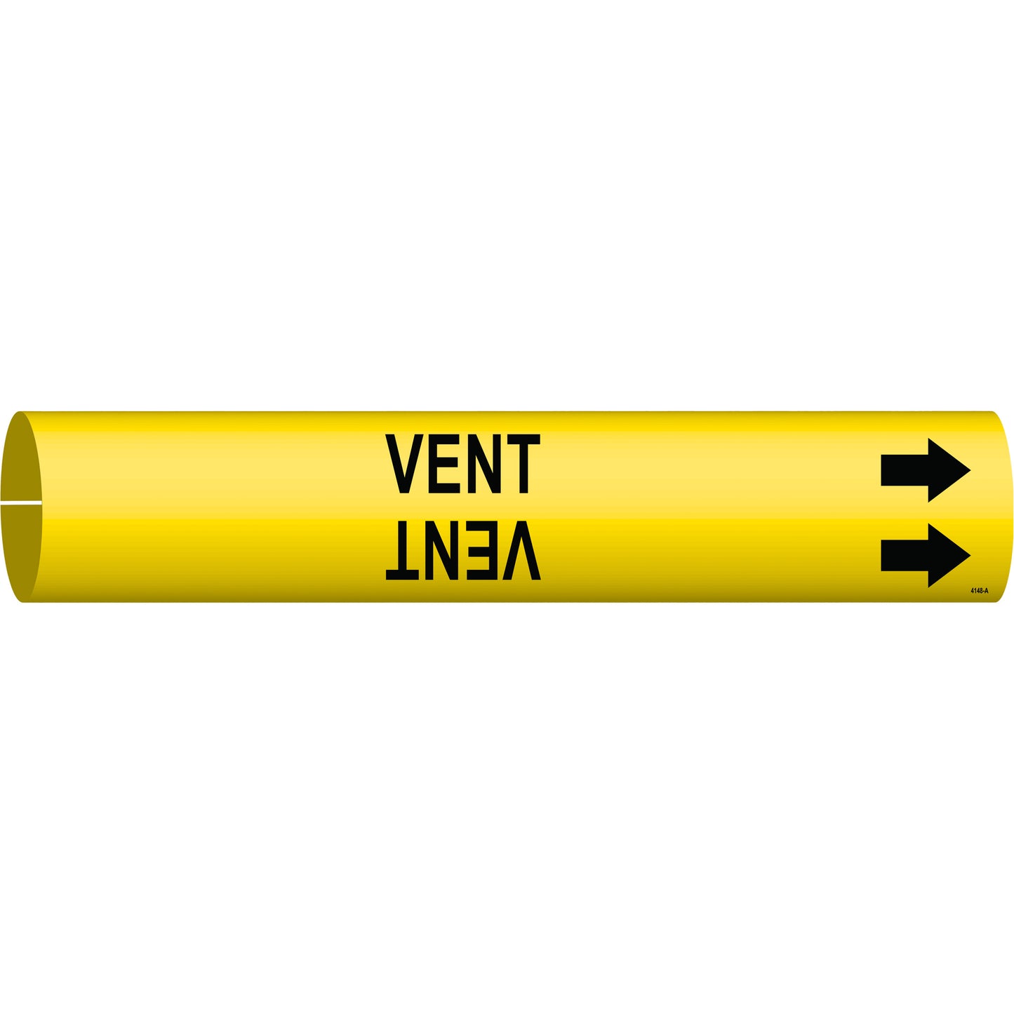 Brady "Vent" Pipe Marker, Snap-On, 13/16" H x 13/16" W, Black on Yellow