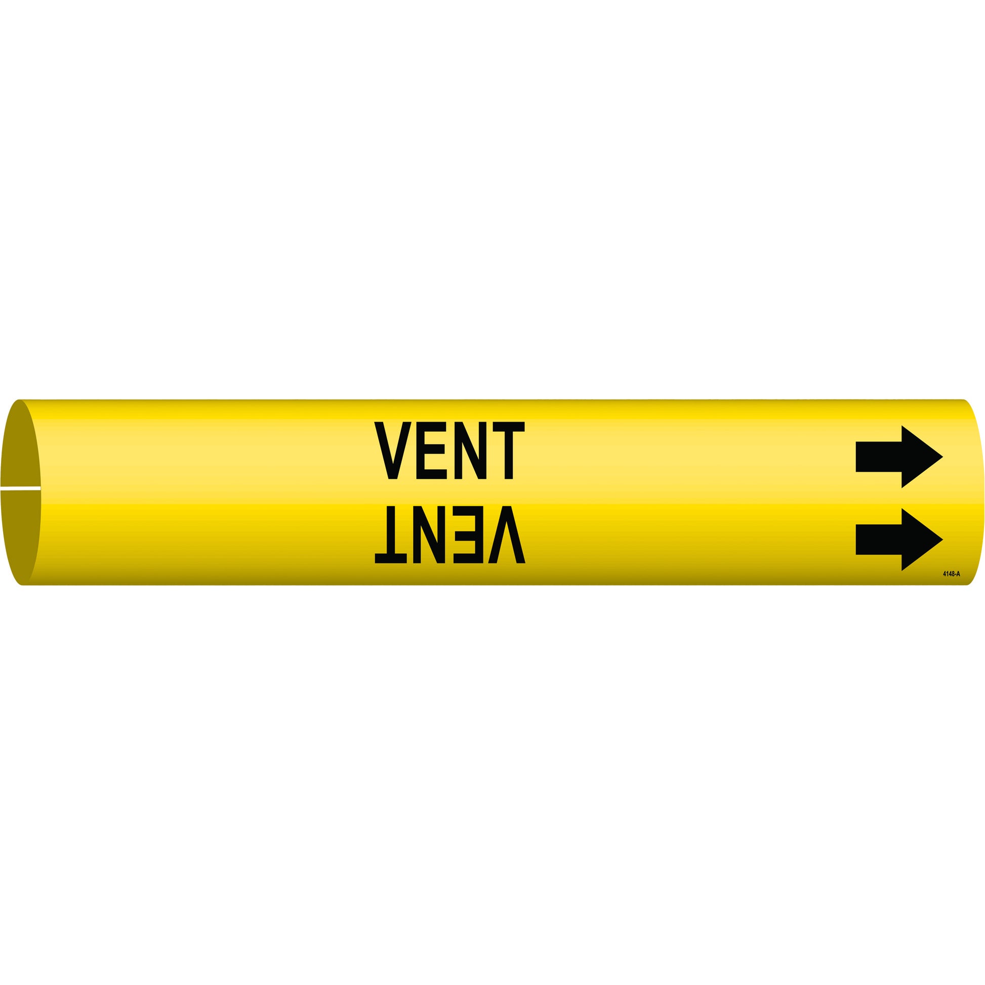 Brady "Vent" Pipe Marker, Snap-On, 13/16" H x 13/16" W, Black on Yellow