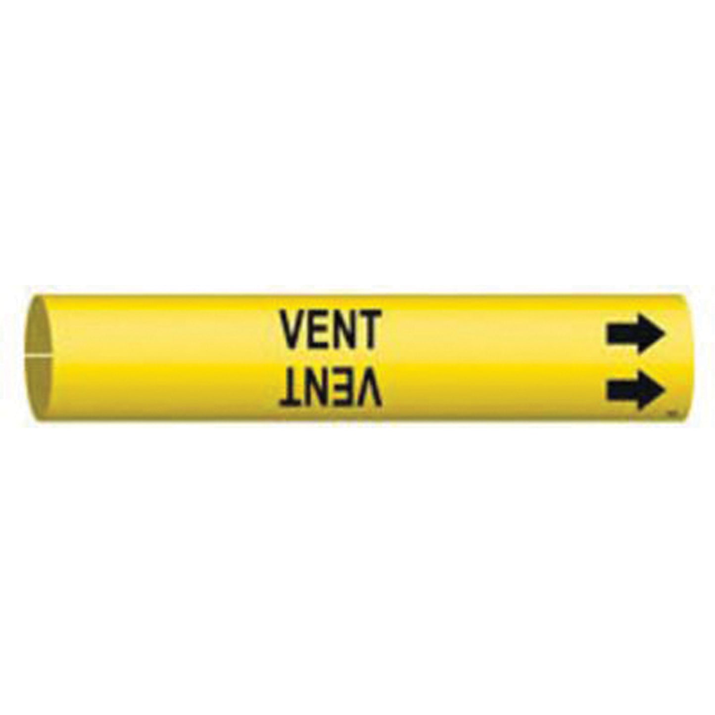 Brady "Vent" Pipe Marker, Snap-On, 2" H x 2" W, Black on Yellow