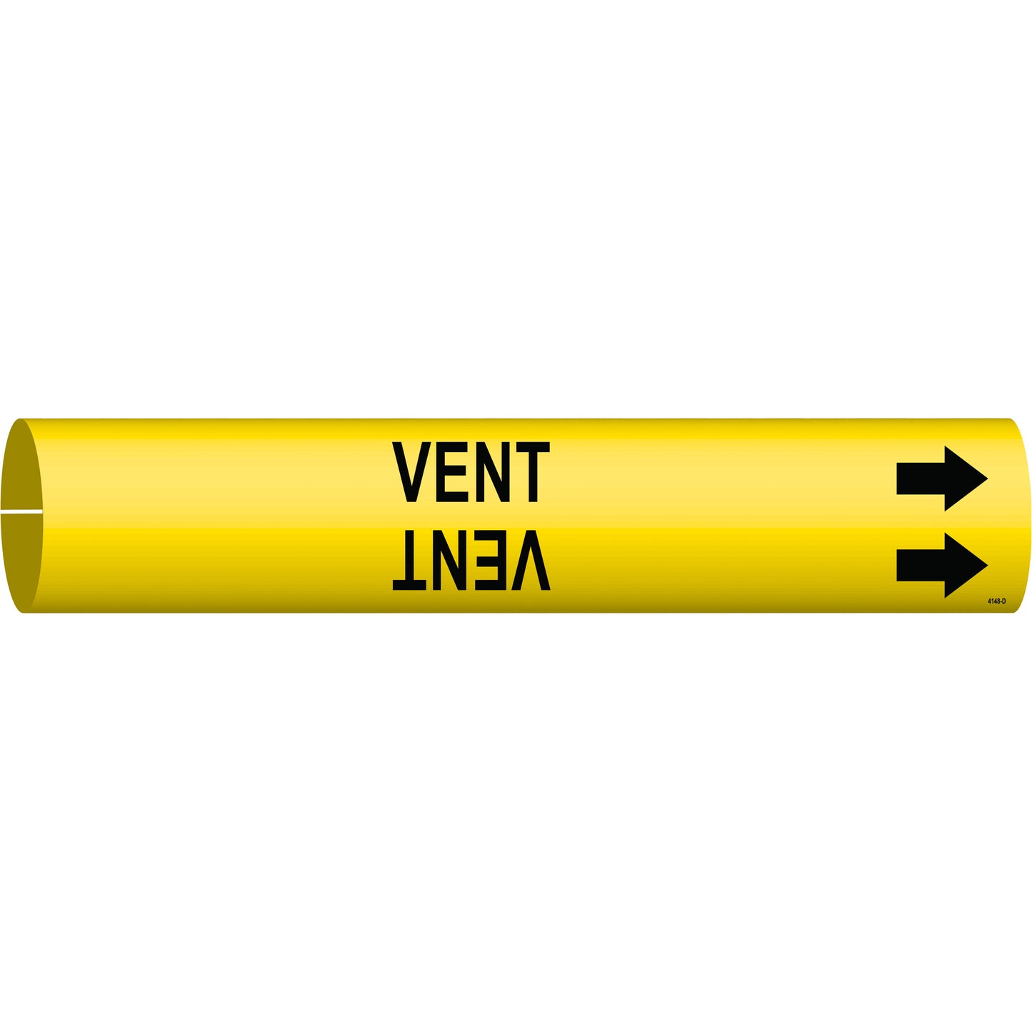 Brady "Vent" Pipe Marker, Snap-On, 2-13/16" H x 2-13/16" W, Black on Yellow