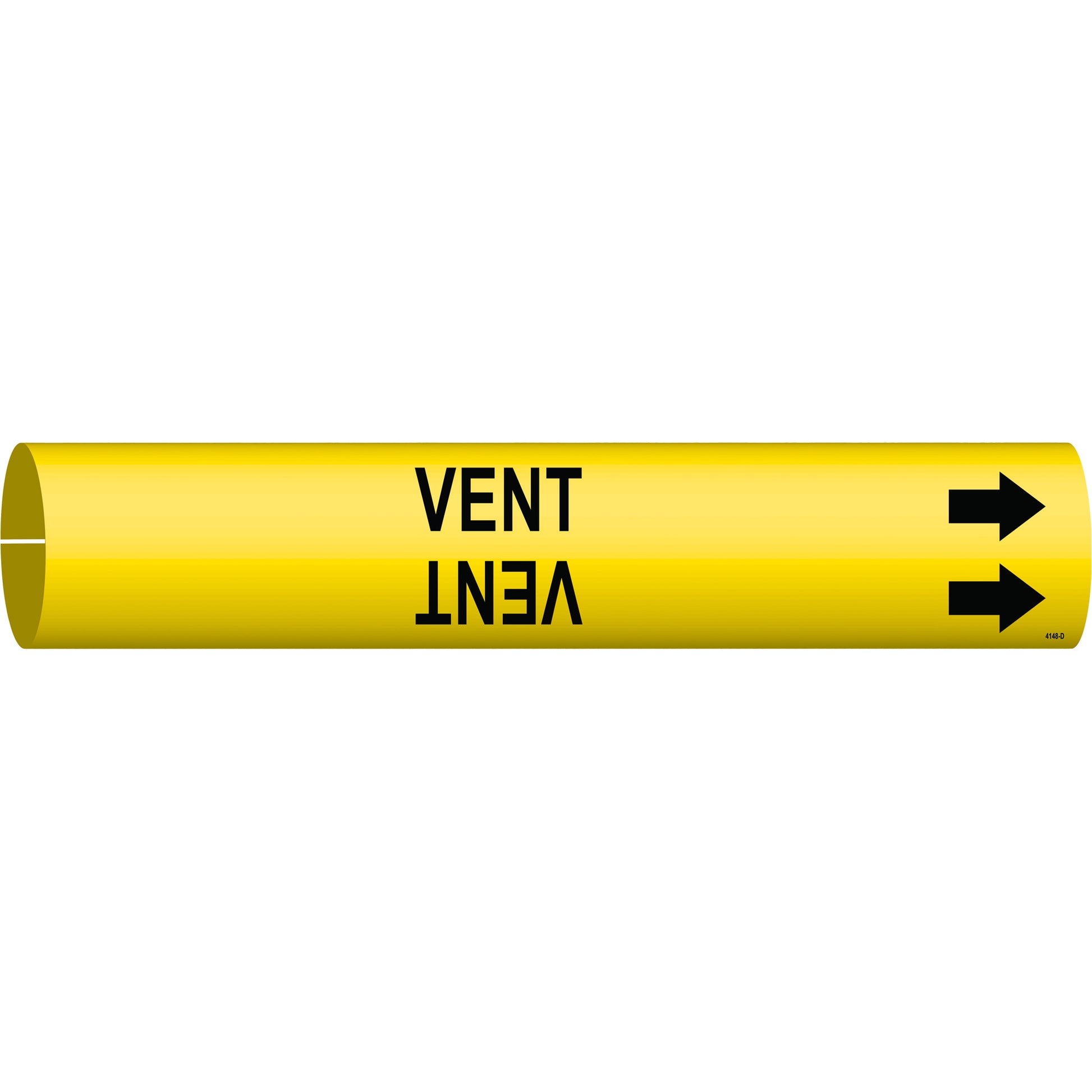 Brady "Vent" Pipe Marker, Snap-On, 2-13/16" H x 2-13/16" W, Black on Yellow