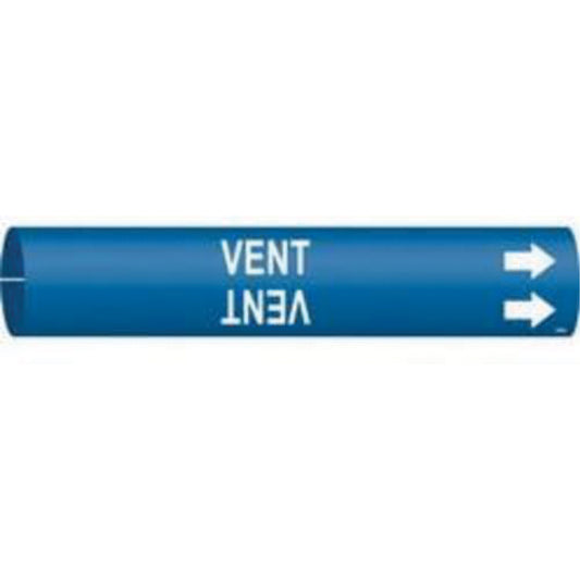 Brady "Vent" Pipe Marker, Snap-On, 13/16" H x 13/16" W, White on Blue